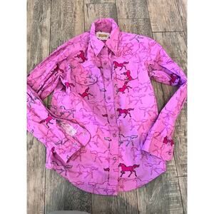 Shyanne Kids Girl Pink Long Sleeve Button Up Shirt Size XL